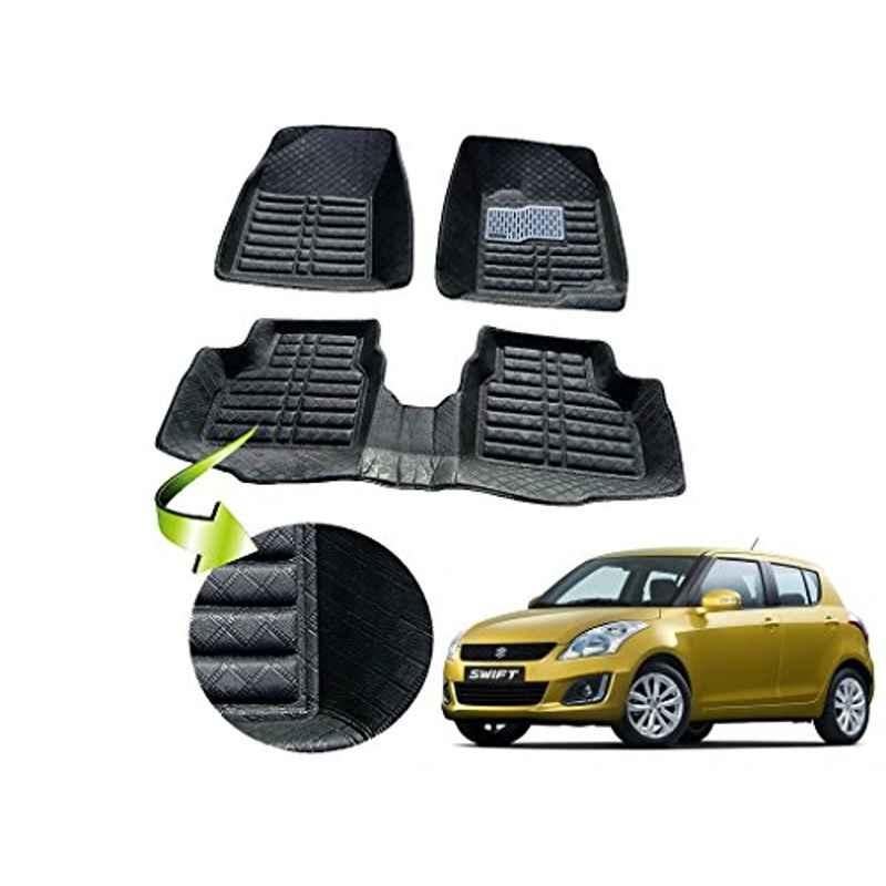 Kozdiko 3 Pcs 5D Black Car Foot Mat Set for Maruti Swift, koz_29024
