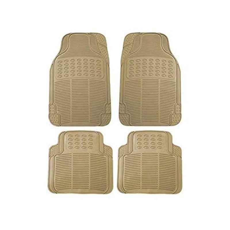 Carizo 4 Pcs Rubber Beige Car Floor Mat Set for Hyundai Grand i10 Nios