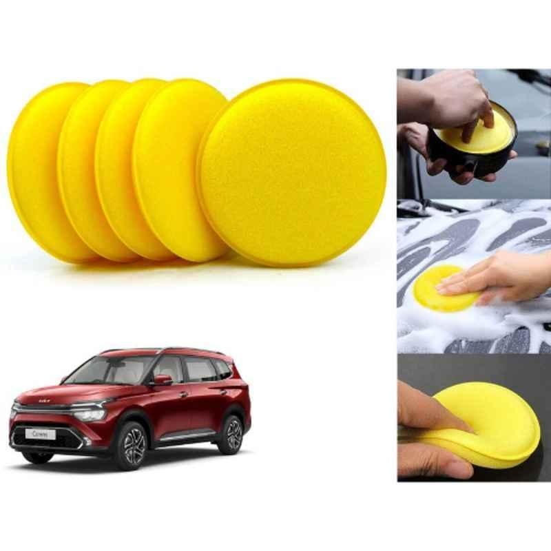 Auto Pearl Polyurethane Beige Washing & Waxing Polish Foam Sponge for Carens 2022 (Pack of 5)