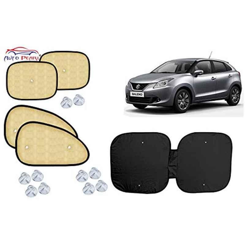 Auto Pearl 5 Pcs PVC & Mesh Beige Window & Front Sun Shade Set for Maruti Suzuki Baleno New