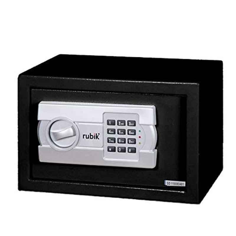 Rubik Alloy Steel White Digital Safe Box with Keypad & Key Lock, RB20EGW