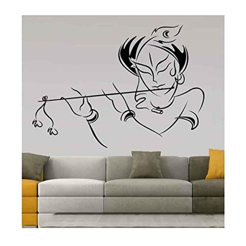 Kayra Decor 24x40 inch PVC Krishna Wall Design Stencil, KDS36026