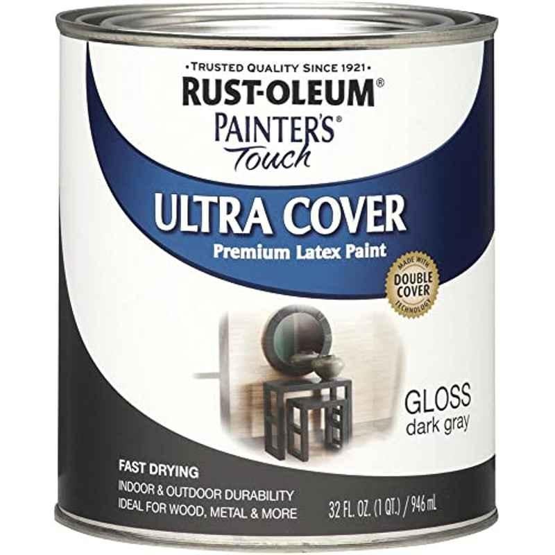 Rust-Oleum Painters Touch 32 floz Dark Grey 1986502 Gloss Ultra Cover Premium Latex Paint
