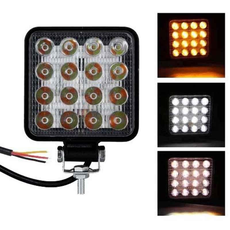 AllExtreme EX16WY1 16 LED 48W 4 inch White & Amber Square Waterproof Fog Light