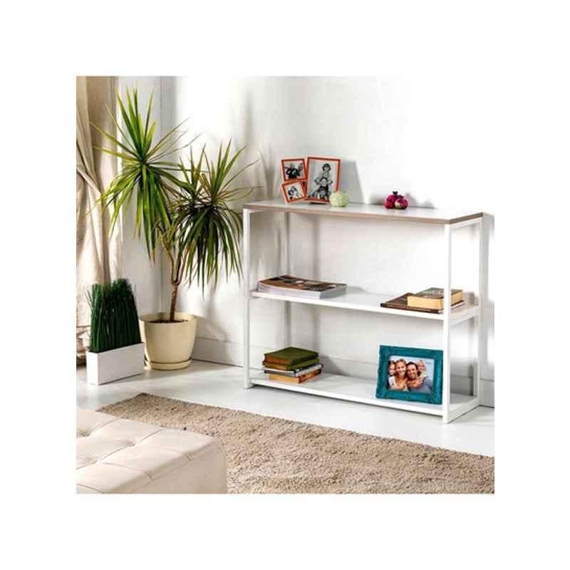 Homebox 35x90x77cm MDF White Travis 3 Tier Bookcase, 162659387