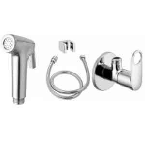 Fastgear Stainless Steel Angle Wall Valve with Pipe, Hook & ABS Health Faucet by Moglix