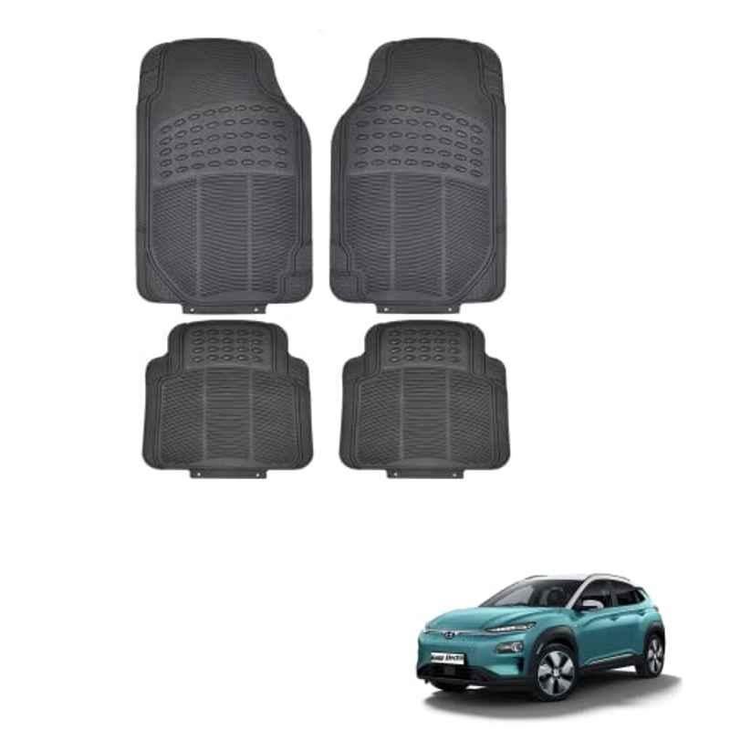Kozdiko 4 Pcs Rubber Black Car Simple Floor Mat Set for Hyundai Kona Electric
