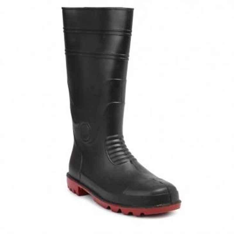 Mangla Plastic Goldyear Steel Toe Black & Red Safety Work Gumboots, Size: 8