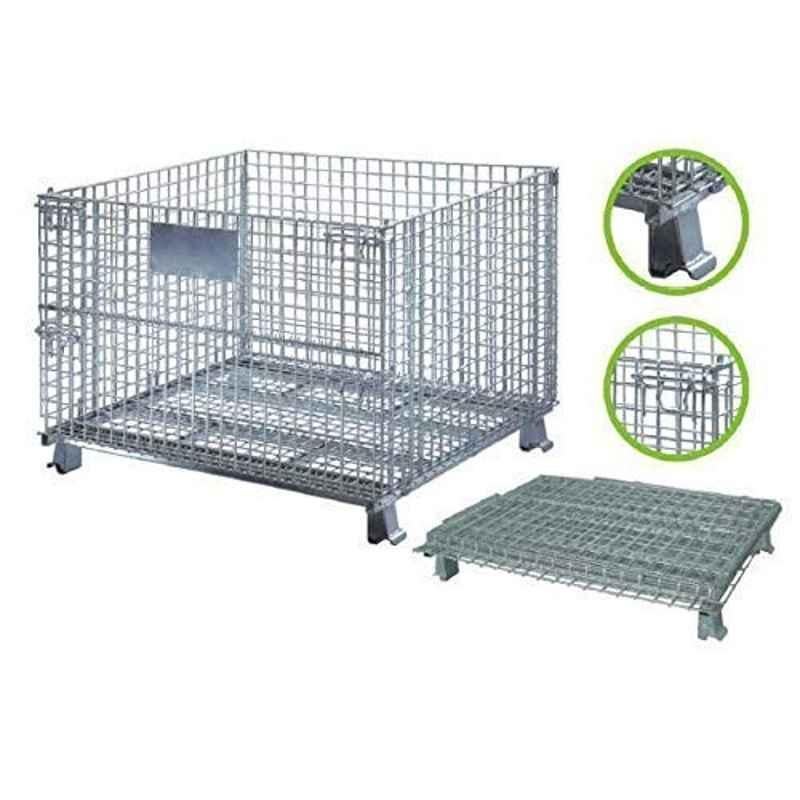 SEL 1MT Mild Steel Silver Wiremesh Fully Collapsible Pallet, SEL-CB
