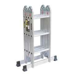 EMAC 3x4 Step Aluminium Silver Anti Slip Multipurpose Folding Ladder for Industrial & Commercial, EML-3X4