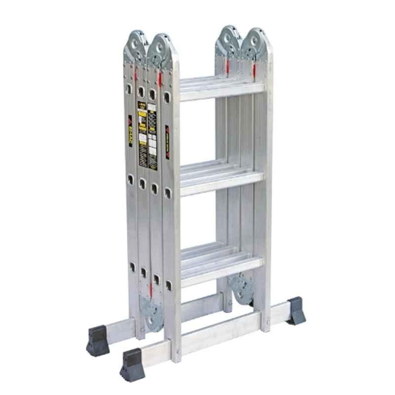EMAC 3x4 Step Aluminium Silver Anti Slip Multipurpose Folding Ladder for Industrial & Commercial, EML-3X4