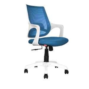 Rose Mono Mesh White & Blue Medium Back Revolving Ergonomic Office Chair