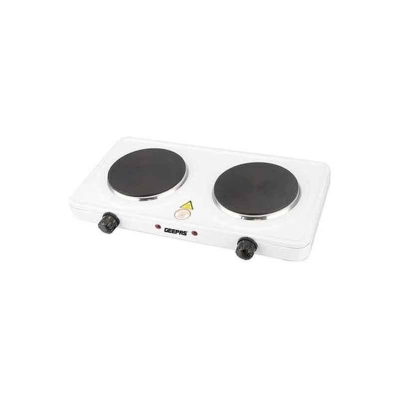 Geepas 2000W Cast Iron White & Black Electric Double Hot Plate, GHP32014
