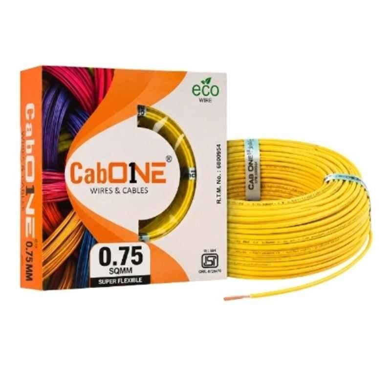 CabONE 0.75Sqmm Yellow FR PVC Multistrand CCA Electrical Wire, CabONE004, Length: 90 m