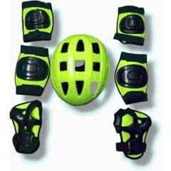 STYRKR Plastic & EVA Foam Green Protective Guard Cycling Set 7-in-1 Medium Size 11-15 Year Cycling Helmet Kit Cycling KitKIT-824