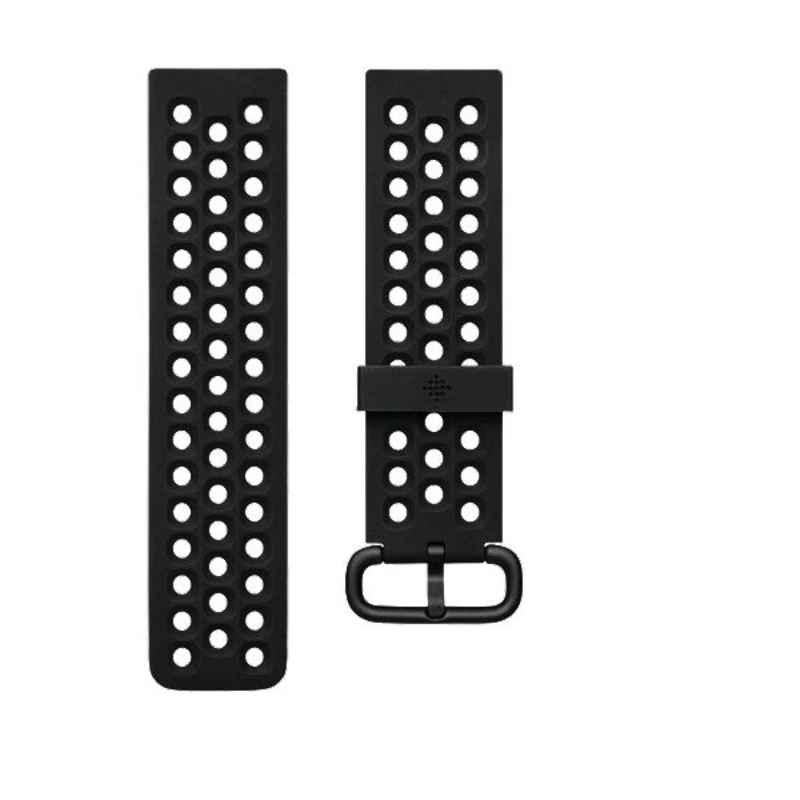 Fitbit Versa2 FB171L Large Silicone Black Sport Band for Watch, FB171SBBKL