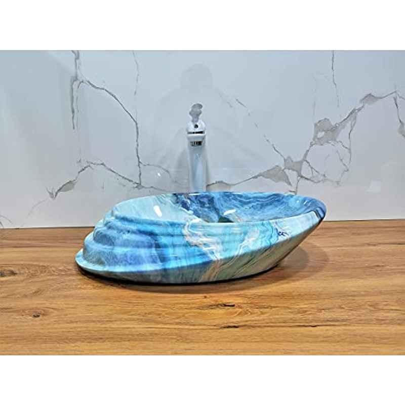 Bassino Art 46.5x32x11.5cm Ceramic Blue Wash Basin, NC_589