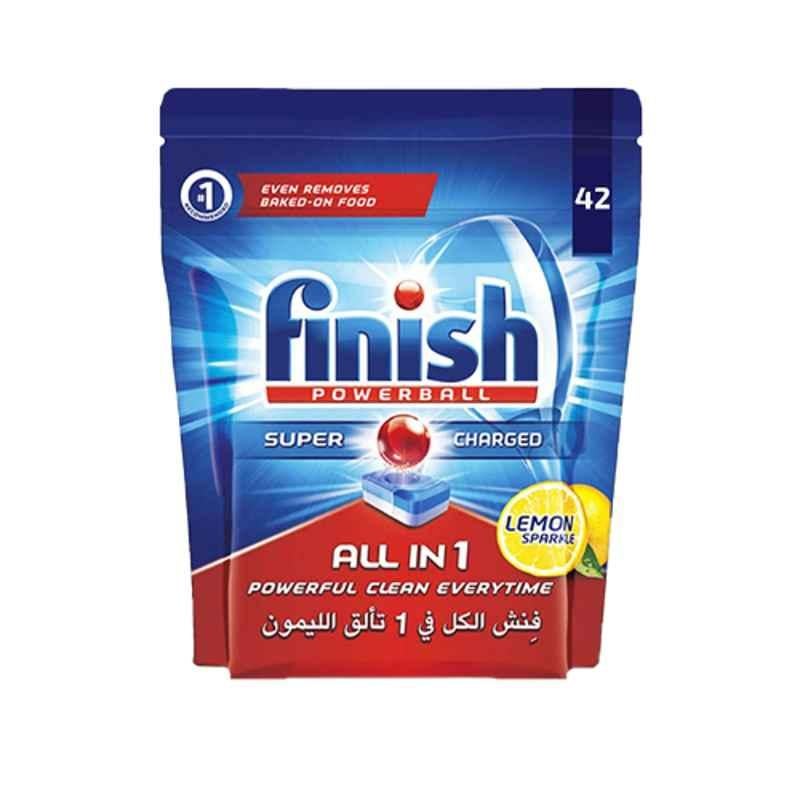 Finish 42 Tablets Lemon All in One Dishwasher Detergent Powerball