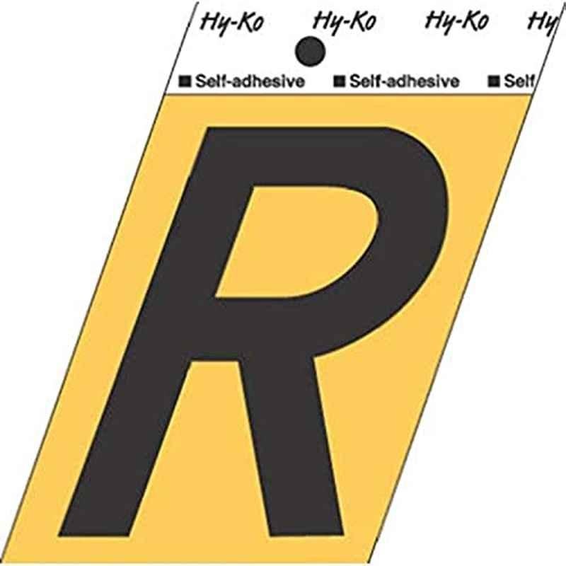 HY-KO GG-25/R 3-1/2 inch Aluminium Black Adhesive Letter R, 107173