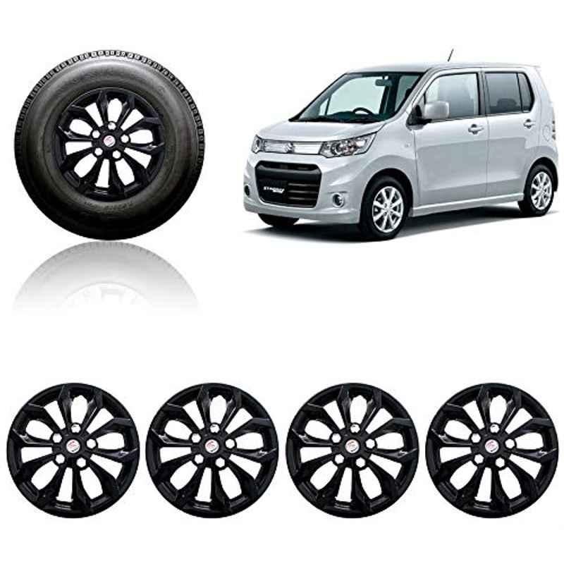 Auto Pearl 4 Pcs 13 inch ABS Black Press Fitting Wheel Cover Set Caps for Maruti Suzuki Wagon-R Stingray