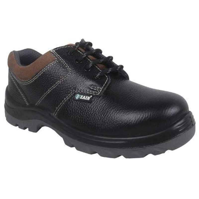 Zain Zm-04 Leather Steel Toe Black Work Safety Shoes, 82335-07, Size: 9