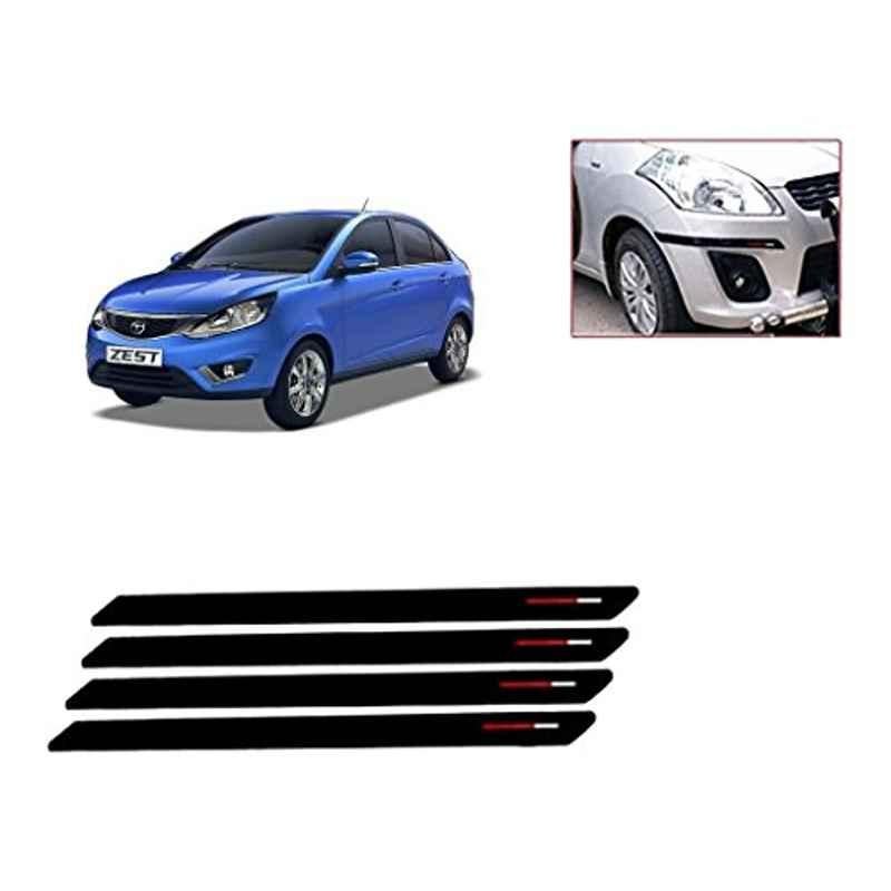 Kozdiko 4 Pcs Black & Red Bumper Protector Set for Tata Zest