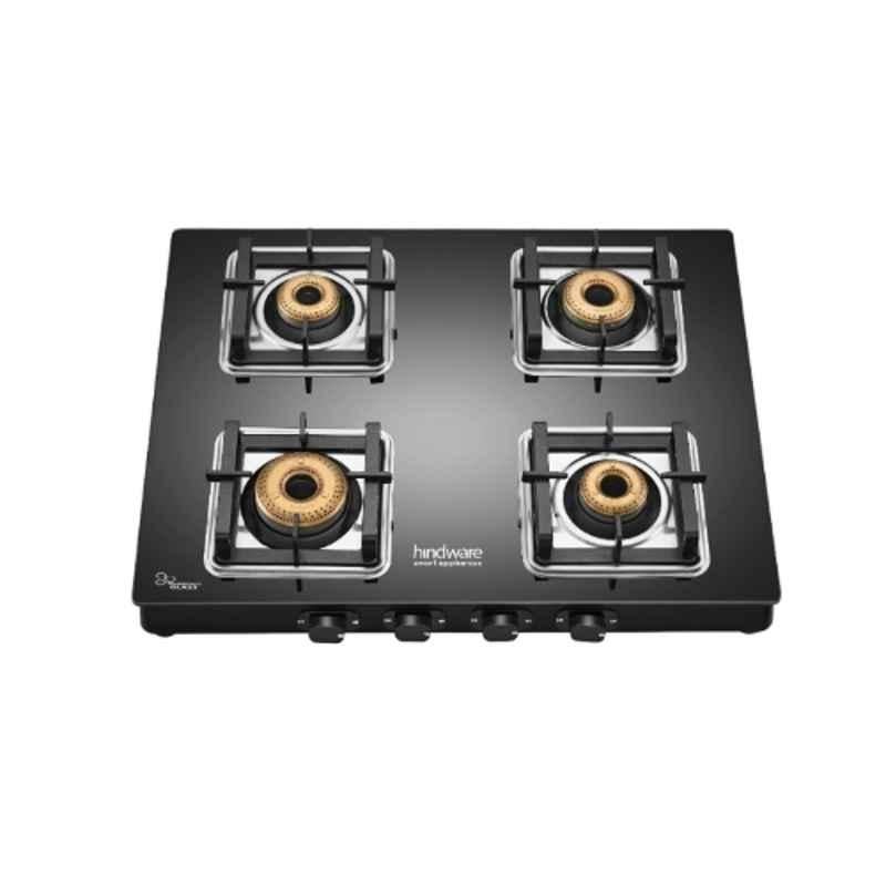 Hindware Arsenio 4B AI Glass Top Cooktop with 4 Brass Burner & Automatic Ignition, CT 100232