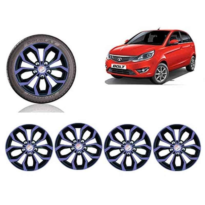 Auto Pearl 4 Pcs 15 inch Violet & Black ABS Press Type Hubcap Wheel Cover Set with Retention Ring for Tata BoltXTModel