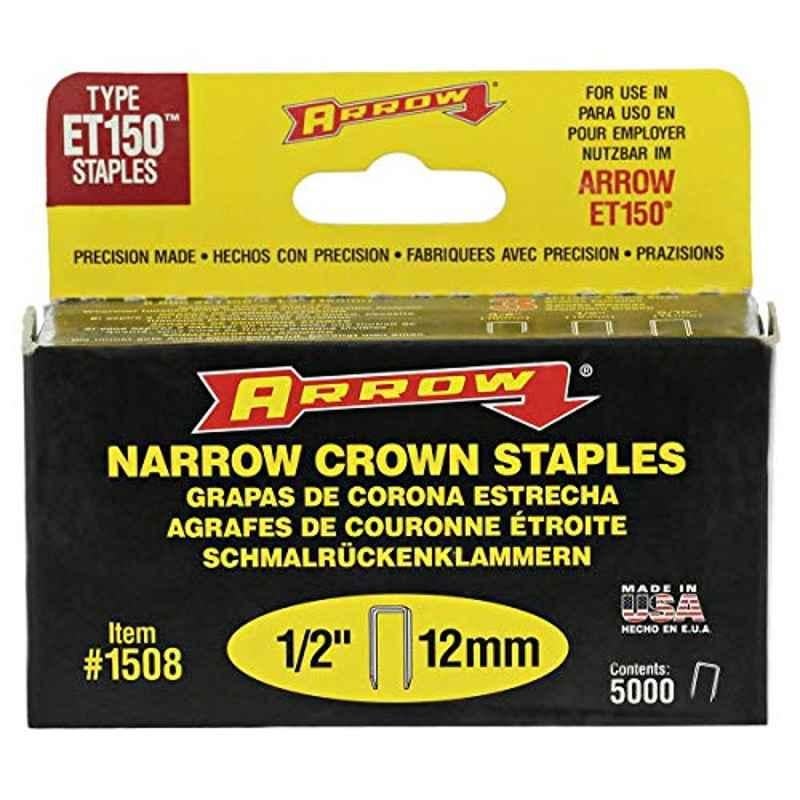 Arrow 5000 Pcs 12mm Steel Narrow Crown Staples Box, ET150