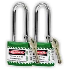 Asian Loto 2 Pcs 65mm Green Long Shackle Jacket Padlocks Set for Safety, ALC-LPL-GG