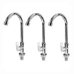 Fastgear Brass & Stainless Steel Chrome Finish Silver Sink Tap, FG2031 (Pack of 3)