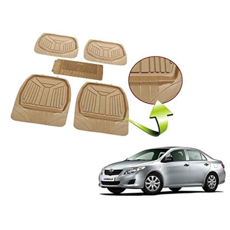 Kozdiko 5 Pcs Rubber Beige 3G Rubber Mat Set for Toyota Corolla