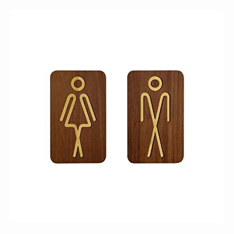 SUNSIGNS 2.5x4 inch MDF Male Female Toilet Signage Board, WP0010MDFM6LCICSM
