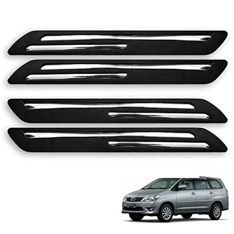 Kozdiko 4 Pcs Rubber Black Double Chrome Strips Car Bumper Protector Guard Set for Toyota Innova