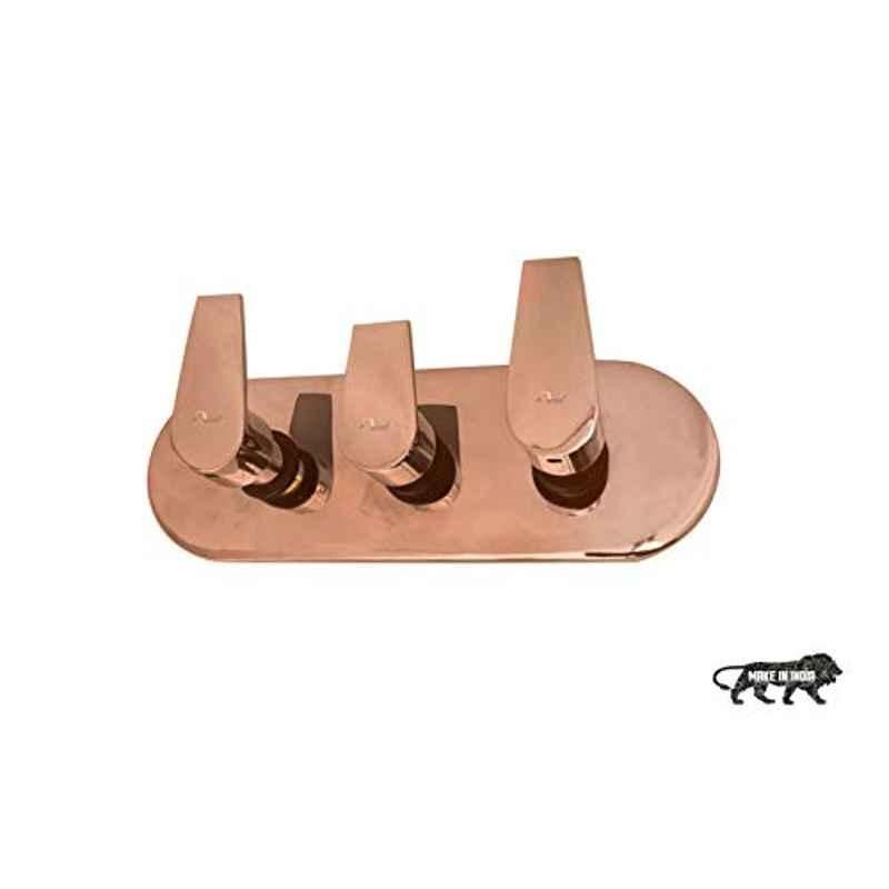 Aquieen Entice Brass Rose Gold Wall Mounted 4 Way Diverter with Face Plate & Non Return Valve
