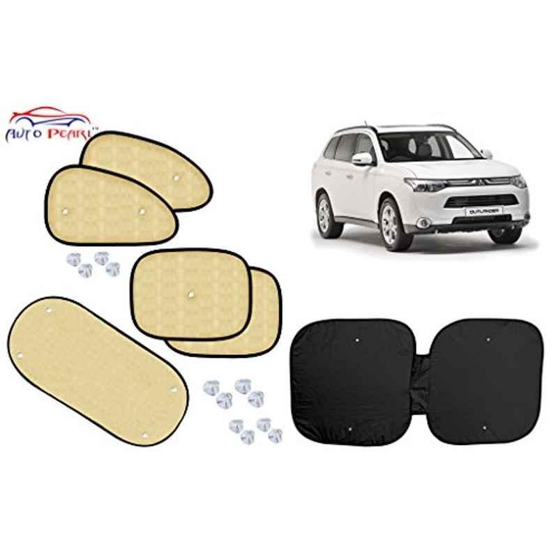 Auto Pearl 6 Pcs PVC & Mesh Beige Window, Front & Rear Sun Shade Set for Mitsubishi Outlander