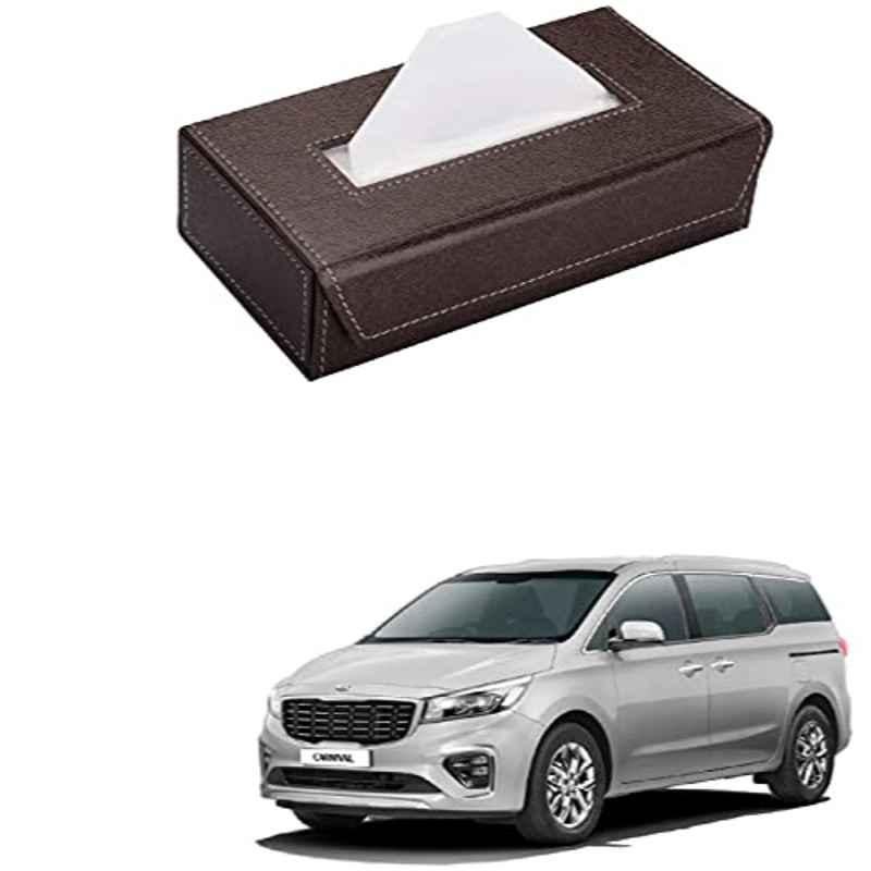 Kozdiko 100 Pulls PU Leather Brown Car Tissue Paper Box with 200 Sheets for Kia Carnival