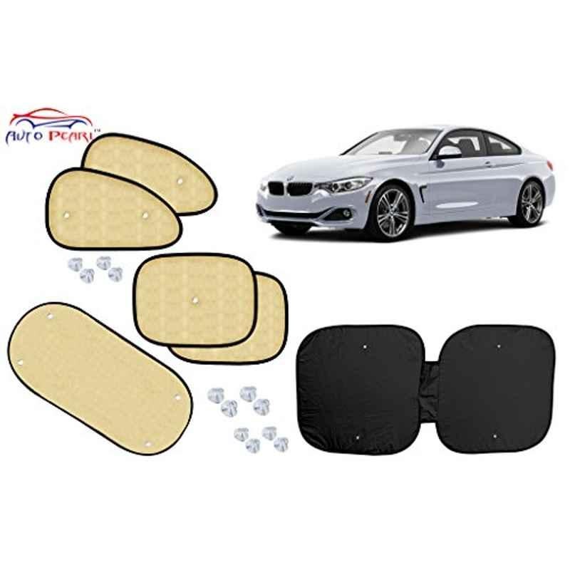 Auto Pearl 6 Pcs PVC & Mesh Beige Window, Front & Rear Sun Shade Set for BMW 4 Series