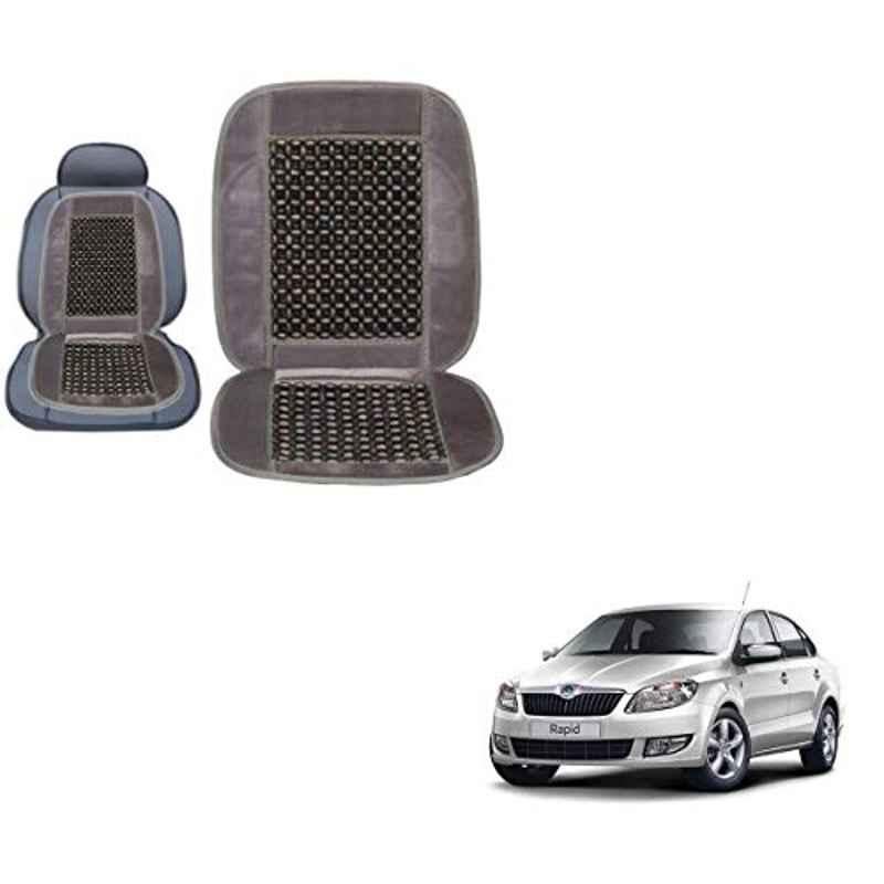 Kozdiko Wooden Bead Seat with Grey Velvet Border for Skoda Rapid, KOZ-87089
