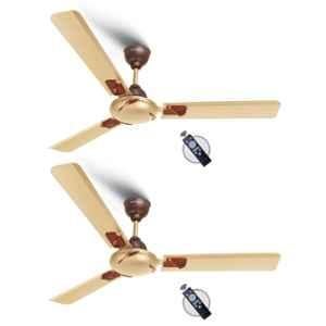Longway Creta 50W Golden 3 Blade Remote Controlled Ceiling Fan, Sweep: 1200 mm (Pack of 2)