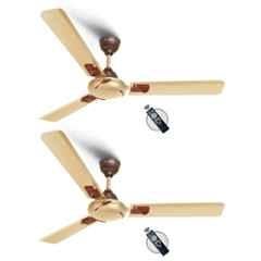 Longway Creta 50W Golden 3 Blade Remote Controlled Ceiling Fan, Sweep: 1200 mm (Pack of 2)