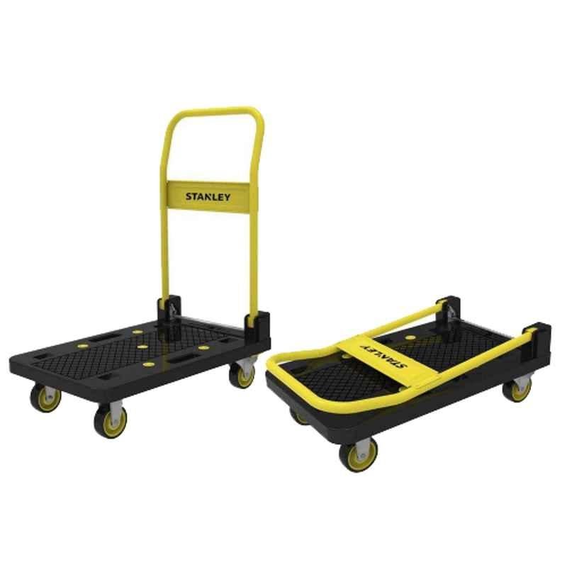 Stanley 250kg Polypropylene Black & Yellow Portable Foldable Dolly Push Cart, SXTWD-PC509