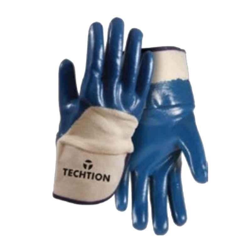 Techtion Fort Lite Drypro Jersey Liner Knuckle Coated Safety Gloves with Lightweight Nitrile Safety Cuff Style, Size: M