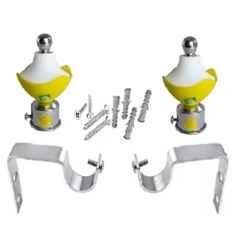 Ojass 10x5cm Plastic & Stainless Steel Yellow Curtain Bracket with Support Clamp, KB02YLW (Pack of 2)