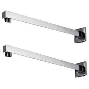 Fastgear 9 inch Steel & Brass Chrome Finish Square Showerhead Arm with Wall Flange (Pack of 2)
