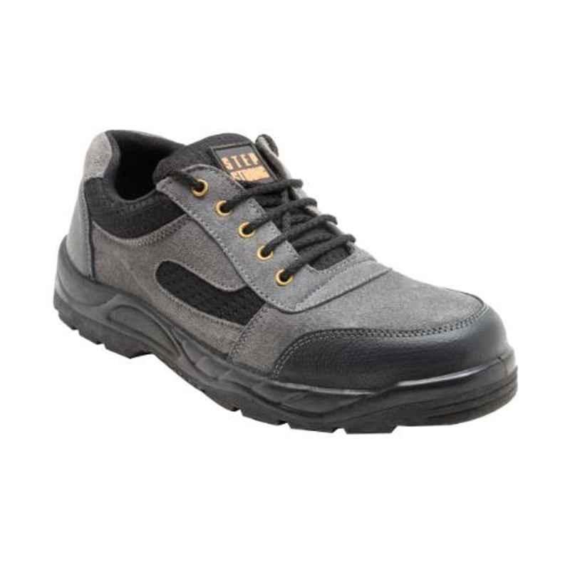 Step Strong SS-2425 Leather Steel Toe Black Work Safety Shoes, Size: 8