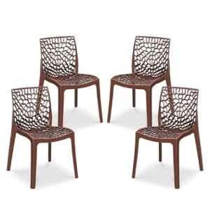 Maharaja Wave 43x79.5x49cm Plastic Metallic Brown Outdoor Chair without Arm Rest (Pack of 4)