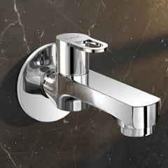 Plantex Long Body Bib Cock Water Tap for Bathroom/Wall Mount Tap for Wash Basin with Teflon Tape & Wall Flange Flip, Chrome