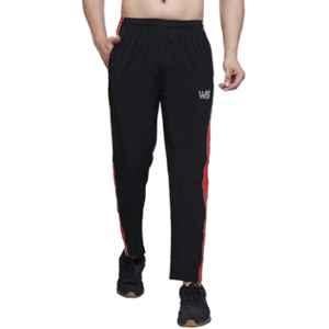 World Sports Cotton Lycra Blend Black & Red Track Pant for Men, Size: M