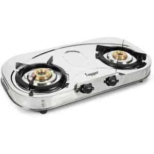 Fogger 2 Burner Stainless Steel Silver Manual Ignition Gas Stove with 2 Years Warranty